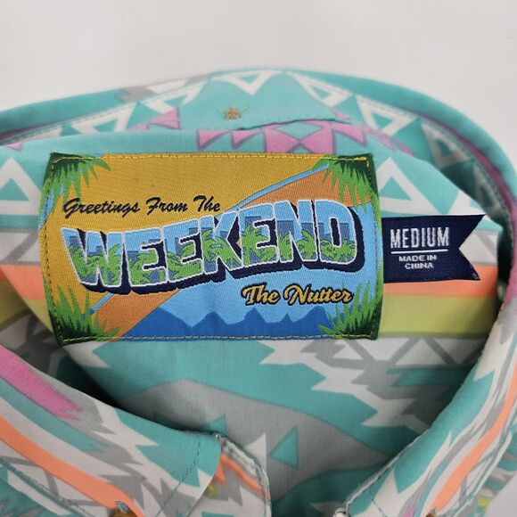 Chubbies Nutter‎ Shirt Mens Medium Performance Polo Colorful Aztec Weekend - Picture 8 of 9
